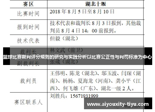 篮球比赛裁判评分规则的研究与实践分析以比赛公正性与判罚标准为中心