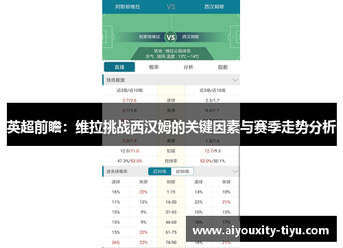 英超前瞻：维拉挑战西汉姆的关键因素与赛季走势分析